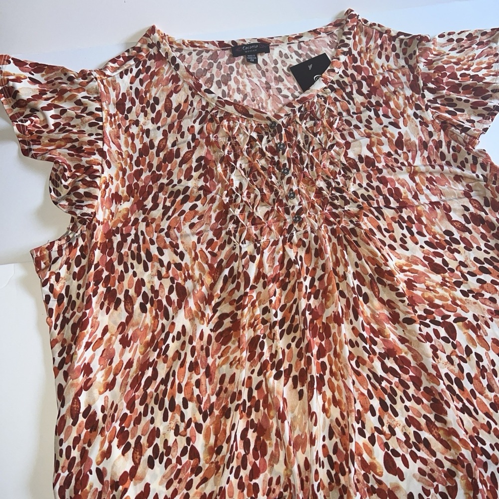 Cocomo Women Plus Size 2X Multicolor Flutter Short Sleeve Top Blouse Stretch